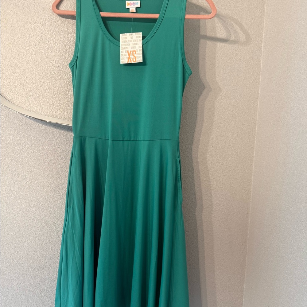 LuLaRoe Green Sleeveless Nikki Dress